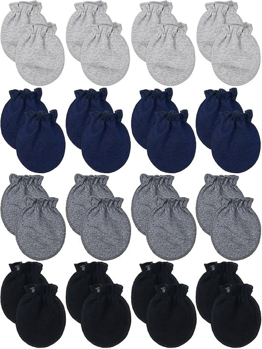 16 Pairs Newborn Baby Cotton Mittens No Scratch Gloves Unisex Newborn Mittens for baby Boys Girls 0-6 Months