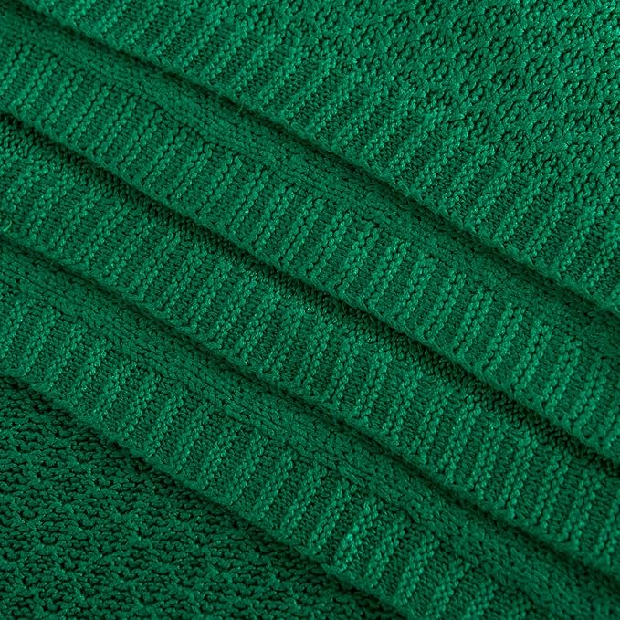 NTBAY Cable Knit Cooling Throw Blanket, Soft and Breathable Throw Blanket 51x67 Inches Made from Rayon Derived from Bamboo for Couch, Sofa, Nap, Green
