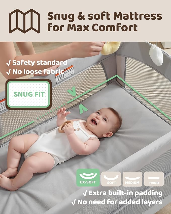 4 in 1 Baby Bassinet Bedside Sleeper, Baby Bedside Crib 5 Functions, Bedside Sleeper, Bassinet Crib, Changing Station for Newborn Baby