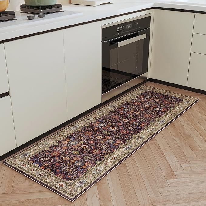 Runner Rug for Hallways Kitchen Rug Non Slip 2'6''x8' Washable Rugs with Rubber Backing Soft Carpet Runner for Hallways, Kitchen, Laundry, Bedroom, Bathroom (Dark Espresso)