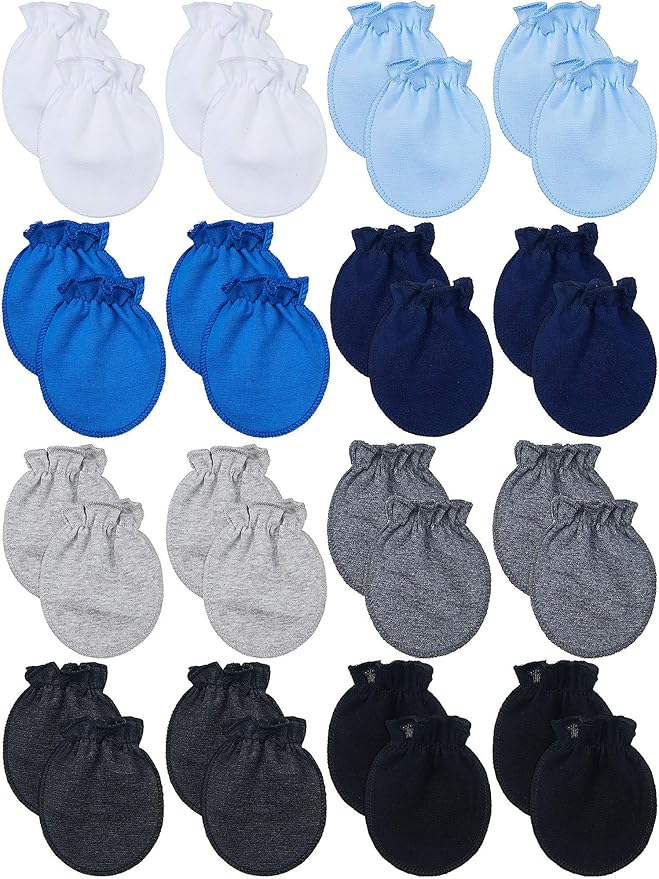 16 Pairs Newborn Baby Cotton Mittens No Scratch Gloves Unisex Newborn Mittens for baby Boys Girls 0-6 Months