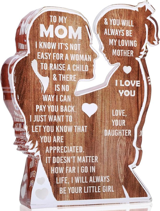Mom from Daughter, Stocking Stuffers for Mama, Best Mom Ever, Unique Birthday Present Ideas for New Mom First Time Mom - Desk Decor Acrylic Sign