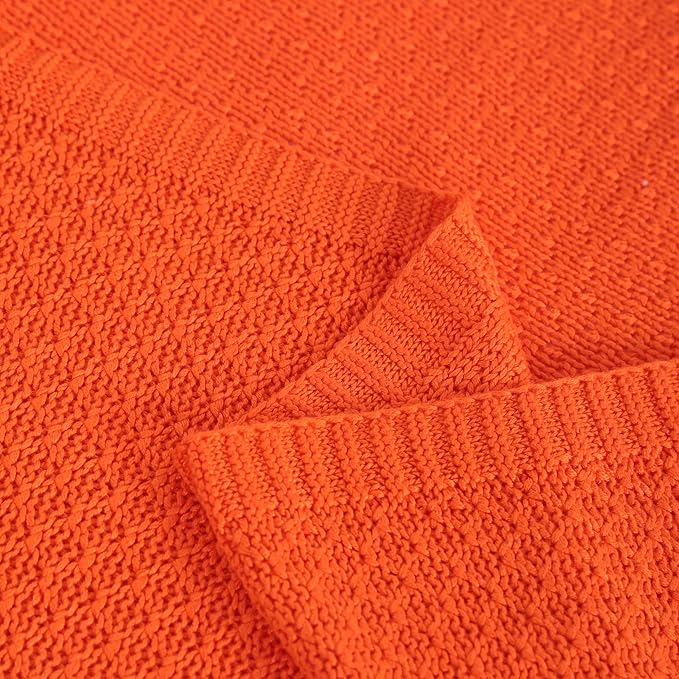 NTBAY Cable Knit Cooling Bed Blanket, Soft and Breathable Oversized Twin Bed Blanket 60x80 Inches Made from Rayon Derived from Bamboo for Bedroom, Travel, Orange