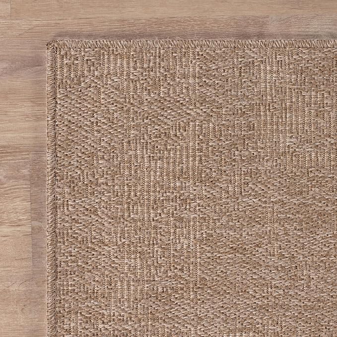 Beverly Rug Easy Jute Runner Rug 2x7 Solid Washable Durable Outdoor Indoor Area Rugs for Living Dining Room Patio Office Stain Resistant Non Shedding Casual Indoor Outside Carpet 2 x 7 Natural