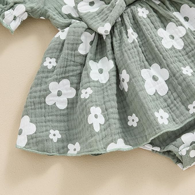 Baby Girls Floral Cotton Leotard Romper Newborn Daisy Playsuits Ruffled Sleeve Onesie Infant Jumpsuit Clothes Headband