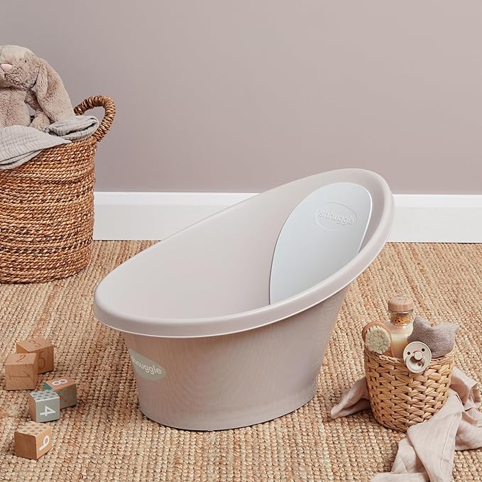Newborn Baby Bath | Built in Support Bump and Soft Backrest | Suitable from Newborn | Bath Seat Support Includes Plug | Taupe