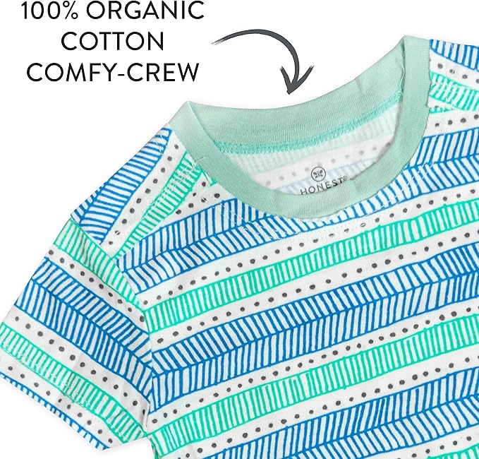 HonestBaby Unisex-Baby 5-Pack Short Sleeve T-Shirts 100% Organic Cotton Baby, Toddler, Little Kid, Boy, Girl, Unisex