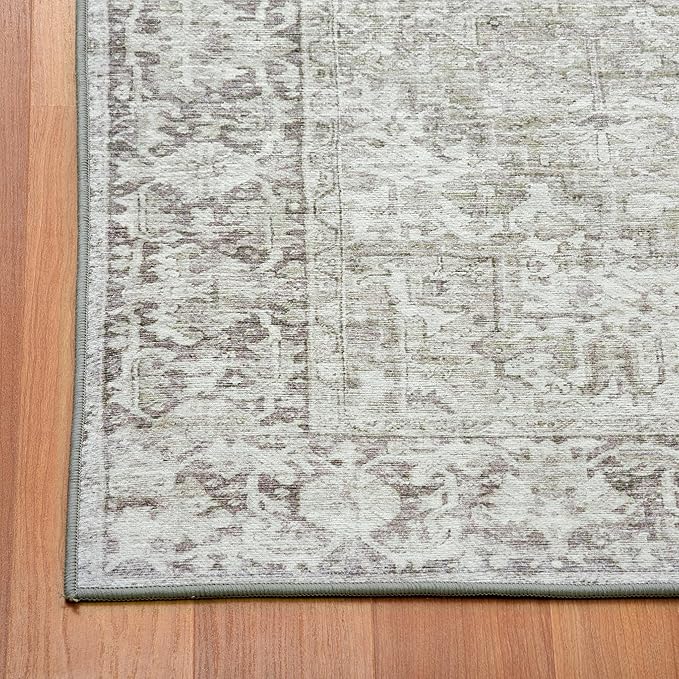 ReaLife Rugs Machine Washable Area Rug Runner - Living Room Bedroom Bathroom Kitchen Entryway Office - Padded Low Pile Stain Resistant Premium - Boho Farmhouse Vintage - Lyle - Beige Ivory 2'6" x 8'