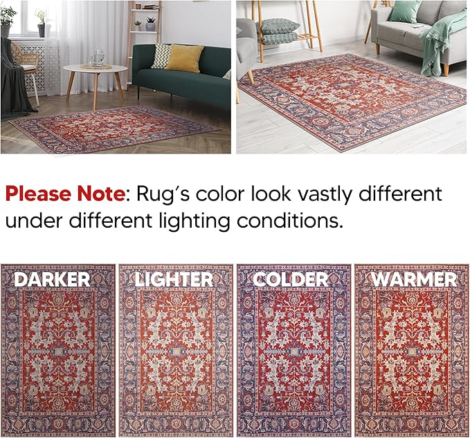 Keen Home Design 2x7 Rug - Machine Washable Runner Rug with Non-Slip Backing, Ideal for Hallway, Entryway, Kitchen, Laundry Room - Vintage, Easy Clean, Durable, Low Pile Rug - (2'6" x 7')