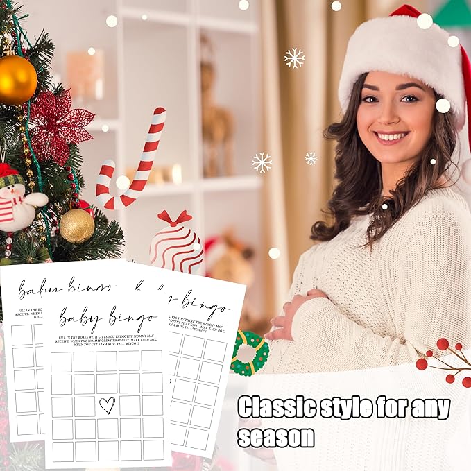 ZIIUFRN Baby Shower Games(5" X 7"), 30 Sets Modern Black and White Baby Bingo Guess Gift Game Cards, Boy Girl Gender Neutral Baby Shower Supplies-B07