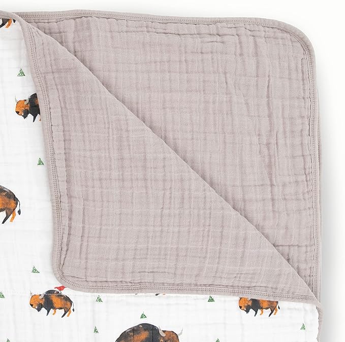 Little Unicorn Original Premium Cotton Quilt | Multi-Layered & Extra-Soft Muslin Fabric |for Babies & Toddlers (Bison)