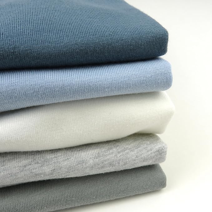 HonestBaby 5-Pack Long Sleeve T Shirts 100% Organic Cotton for Toddler, Little Kids Boys, Girls