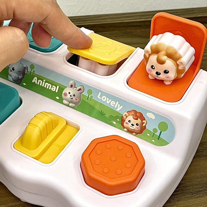 Cause-And-Effect Toy for toddlers 2-3 – Developmental Toy With Buttons & Colors – Color Sorting Animal Toys – For Kids, Toddlers, Babies – 18 Months + – Pop-Up toys, 6-12 months, 1-3 years baby.