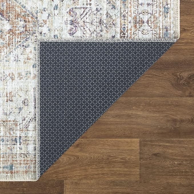 Bloom Rugs Washable Non-Slip 7 ft Runner - Peach/Beige Traditional Runner for Entryway, Hallway, Bathroom, and Kitchen - Exact Size: 2.5' x 7'