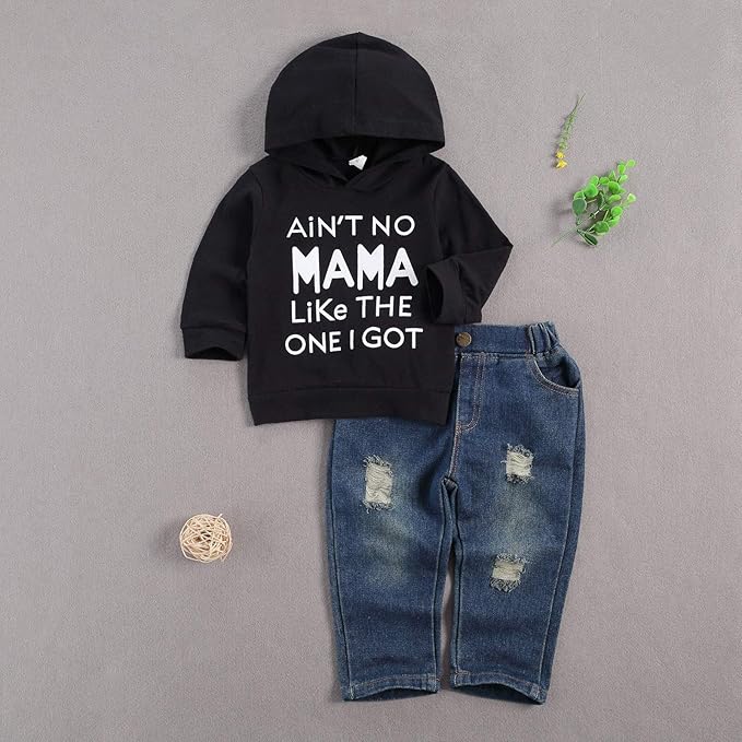 fhutpw Toddler Baby Boy Outfits Hoodie Sweatshirts & Jeans Clothes Set Fall Winter 6 9 12 18 24 Months