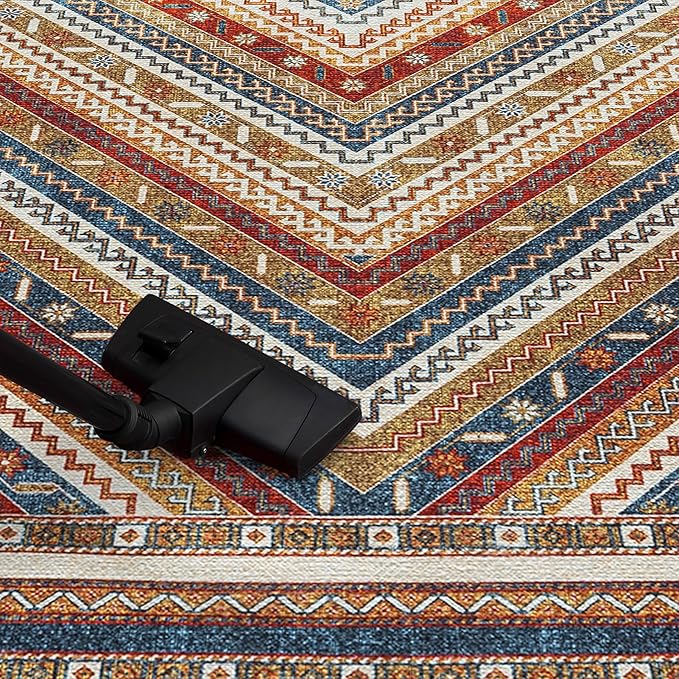 Keen Home Design 6x9 Rug - Machine Washable Area Rug with Non-Slip Backing, Ideal for Living Room, Dining Room, Bedroom - Vintage, Easy Clean, Durable, Low Pile Rug - (6' x 9')