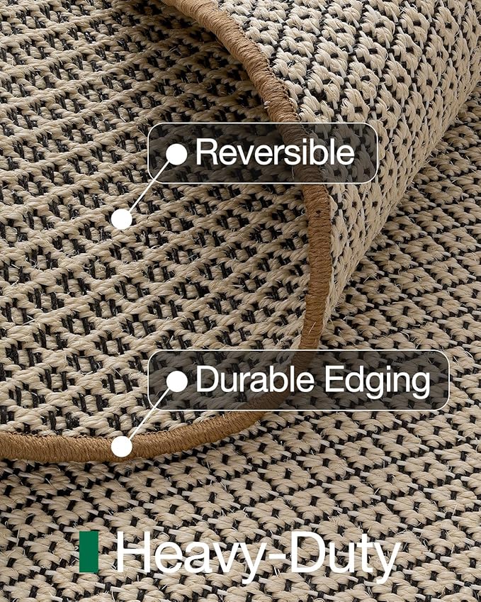 LUMI Sisal Area Rug 6x9 for Living Room, Natural Handwoven Rugs Non Slip, Farmhouse Braided Carpets No Shedding for High Traffic, Dining Room, Indoor, Outdoor, Patio