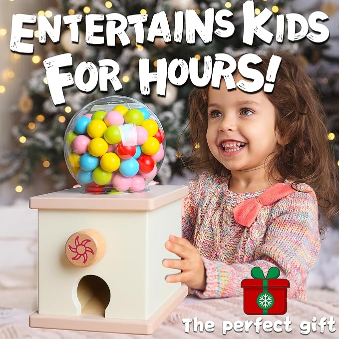 9.6" Wooden Gumball Machine Counting Montessori Toys for 3 4 5 Years Old Boys Girls, Toddler Preschool Learning Activities Toy for Kids Ages 4-8, Birthday Gifts Sensory Toys