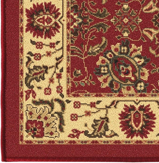 Ottomanson 3'3" x 5' Rugs for Living Room Oriental Area Rug for Bedroom - Non Slip Durable Large Floor Carpet for High Traffic Areas - Indoor Rug for Dining Room Kitchen Kids Playroom, Red