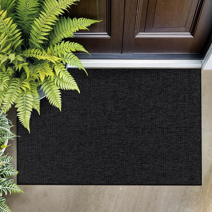 Beverly Rug Easy Jute Entry Rug 2x3 Solid Washable Durable Outdoor Indoor Area Rugs for Living Dining Room Patio Office Stain Resistant Non Shedding Casual Indoor Outside Carpet 2 x 3 Dark Gray