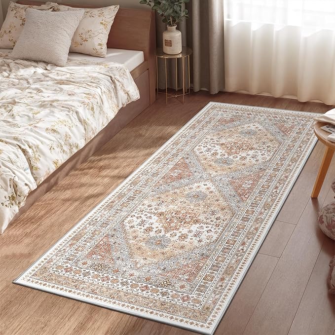 zesthome 2x6 Runner Rug for Hallways, Machine Washable Rug, Non Slip Vintage Low Pile Runners, Stain Resistant Runners for Entryway, Kitchen, Bathroom, Laundry Room, Corridor