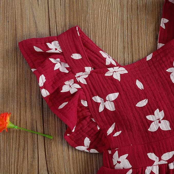 Baby Girls Floral Cotton Leotard Romper Newborn Daisy Playsuits Ruffled Sleeve Onesie Infant Jumpsuit Clothes Headband
