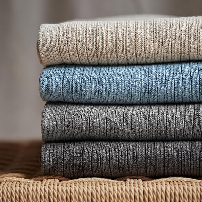 Knitted Organic Cotton Baby Blanket- Swaddle Blanket, 30" x 40" Soft Receiving Blanket for Newborn (Stone Grey)