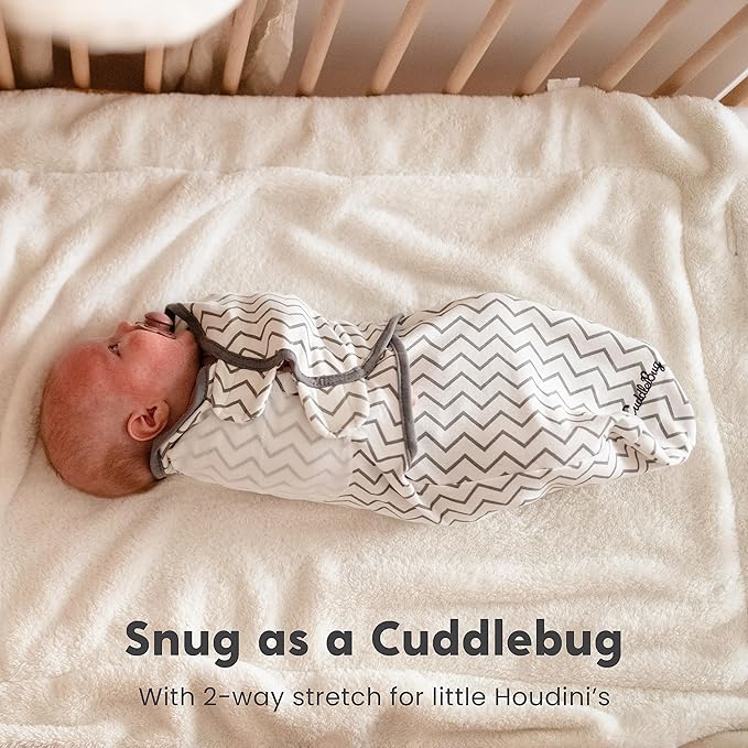 CuddleBug Adjustable Baby Swaddle Blanket & Wrap (Spots & Stripes), Pack of 3 (Small/Medium 0-3 Months Old)
