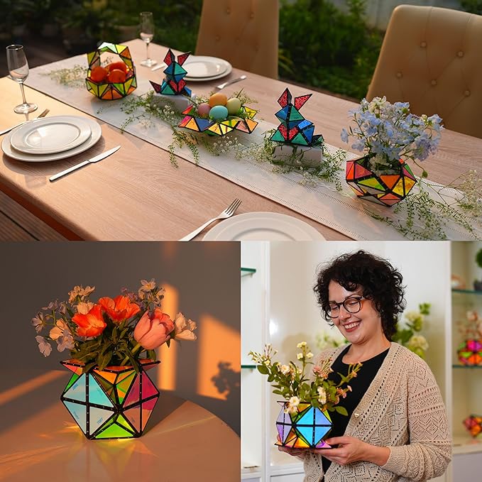 TOSY Magnet Pyramid - 1 Cube Transforms into 1 Billion Shapes, 12 Pieces, 243 Rare Earth Magnets, Glowing, Holographic Magnet Tiles Creative Puzzle STEM/STEAM Toy, Mixed Set