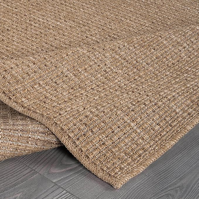 Beverly Rug Easy Jute Natural Large Rug 9x12 Solid Washable Durable Outdoor Indoor Area Rugs for Living Dining Room Patio Office Stain Resistant Non Shedding Indoor Outside Carpet (9 x 12 Natural)