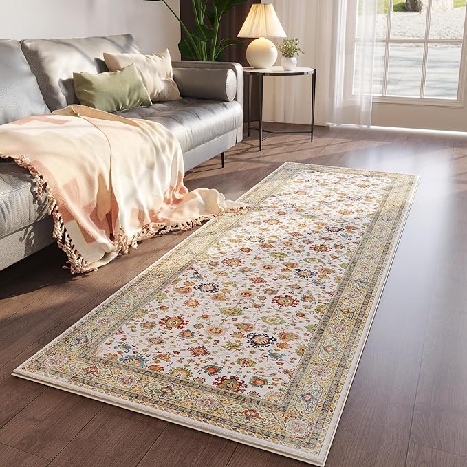 Runner Rug for Hallways Kitchen Rug Non Slip 2'6''x8' Washable Rugs with Rubber Backing Soft Carpet for Hallways, Kitchen, Laundry, Bedroom, Bathroom (Colorful)