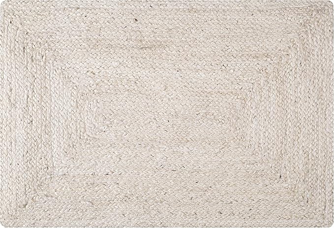 Hausattire Hand Woven Jute Braided Rug, 2'x3' – Off White, Reversible Boho Entry Area Rugs for Kitchen, Living Room I Farmhouse Indoor Outdoor Decorative Floor Rug, 24x36 Inch