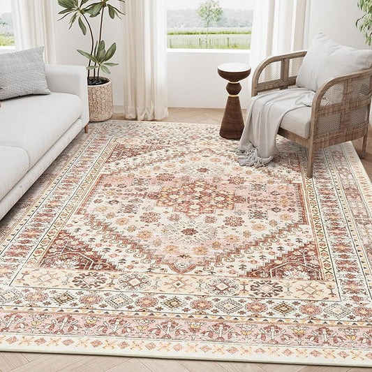 zesthome 6x9 Area Rug, Super Soft Washable Rugs for Living Room, Non-Slip Stain Resistant Vintage Rugs, Ultra-Thin Large Area Rugs
