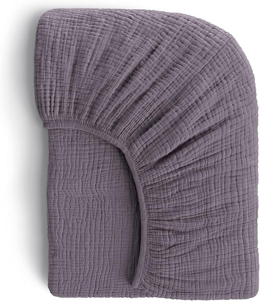 Muslin Crib Sheets, 100% Organic Cotton, Breathable and Ultra-Soft, Standard Crib Sheet Mattress (28"x 52") for Girls and Boys, Neutral Fitted Baby Crib Sheet (Dark Grey)