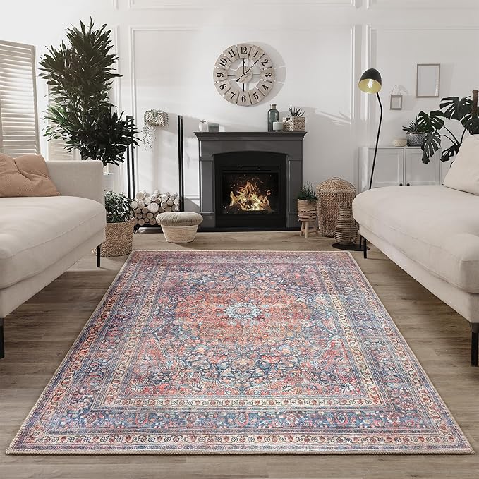 Bloom Rugs Washable Non-Slip 10x14 Rug - Multicolor Traditional Medallion Area Rug for Living Room, Bedroom, Dining Room, and Kitchen - Exact Size: 10' x 14'