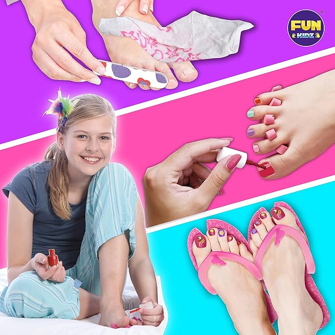 Kid Foot Spa Kit, Funkidz Pedicure Set for Girls Size 17.91Wx12.4L Box Includes Bigger Inflatable Durable Foot Tub Inflator Pump Peelable Nail Polish Supplies of Sleepover Slumber Party Kit