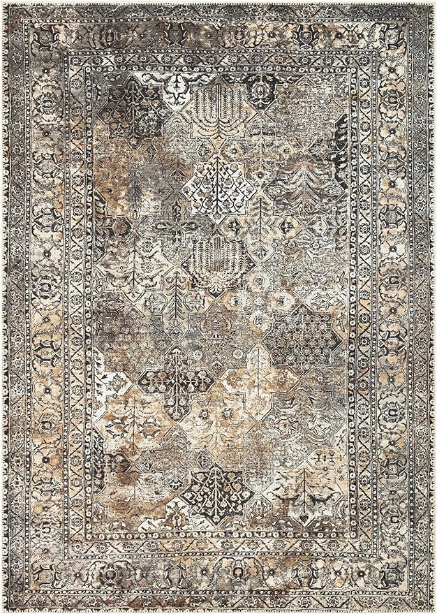 Keen Home Design 8x10 Rug - Machine Washable Area Rug with Non-Slip Backing, Ideal for Living Room, Dining Room, Bedroom - Vintage, Easy Clean, Durable, Low Pile Rug - (8' x 10')