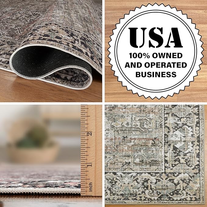 ReaLife Rugs Machine Washable Area Rug Runner - Living Room Bedroom Bathroom Kitchen Entryway Office - Padded Low Pile Stain Resistant Premium - Boho Farmhouse Vintage - Lyle - Brown 2'6" x 8'