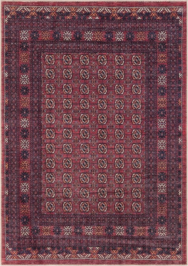 Keen Home Design 6x9 Rug - Machine Washable Area Rug with Non-Slip Backing, Ideal for Living Room, Dining Room, Bedroom - Vintage, Easy Clean, Durable, Low Pile Rug - (6' x 9')