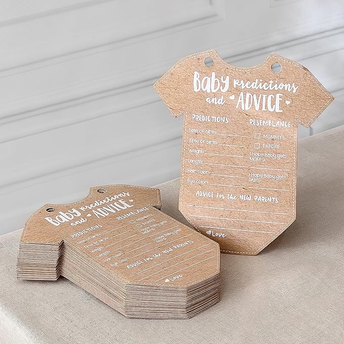 Onesie Baby Prediction Card Book Keepsake, By Kate Aspen Advice Cards, Best Wishes, Boho Baby Shower Decoration, Gender Neutral Baby Shower Game & Party Activity