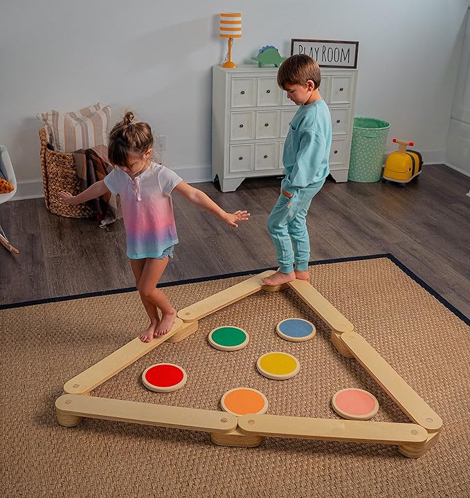 Avenlur Majesty Balance Beam for Kids - Toddler Stepping Stones and Connectors - Waldorf and Montessori Balance Board for Kids Ages 2 to 8 Years Old - Gymnastic Baby Obstacle Course