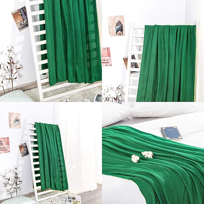 NTBAY Cable Knit Cooling Throw Blanket, Soft and Breathable Throw Blanket 51x67 Inches Made from Rayon Derived from Bamboo for Couch, Sofa, Nap, Green