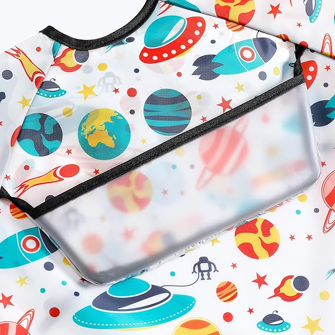 PandaEar (3 Pack Long Sleeve Bibs| Waterproof Full Sleeve Bib for Baby Infant Toddler 6-36 Months