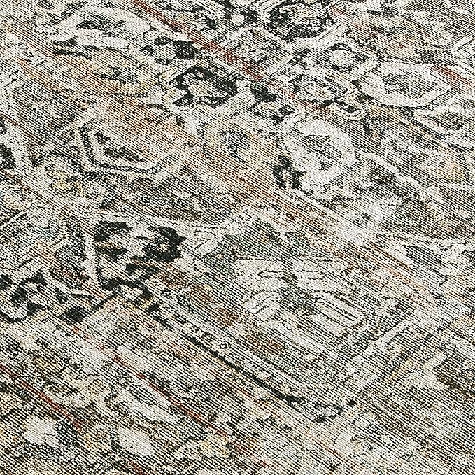 ReaLife Rugs Machine Washable Area Rug Runner - Living Room Bedroom Bathroom Kitchen Entryway Office - Padded Low Pile Stain Resistant Premium - Boho Farmhouse Vintage - Lyle - Brown 3' x 5'