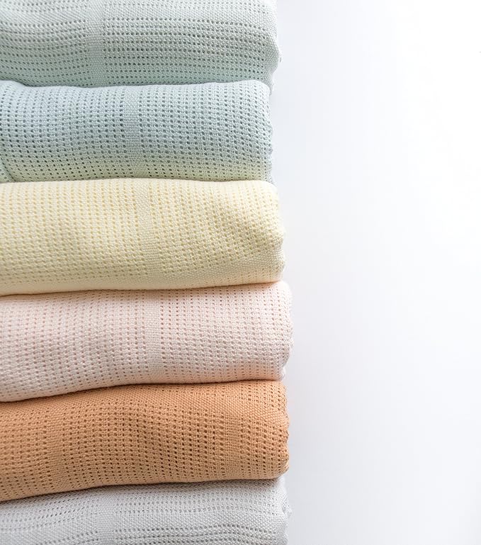 Amazing Baby Cellular Blanket, Premium Cotton Knit, Ultra Soft, Breathable, Cozy Gift for Baby Boys and Girls, Favorite Toddler Blanket, 44 x 44 inches (112 x 112 cm), Soft Blue