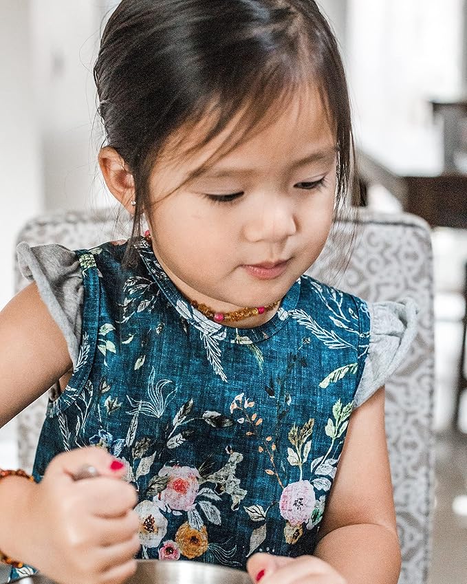 BapronBaby Boho Floral Bapron - No Neck Tie Safer Bib for Baby & Toddler - Soft Waterproof Stain Resistant - Machine Washable - Sz Baby/Toddler 6m-3T