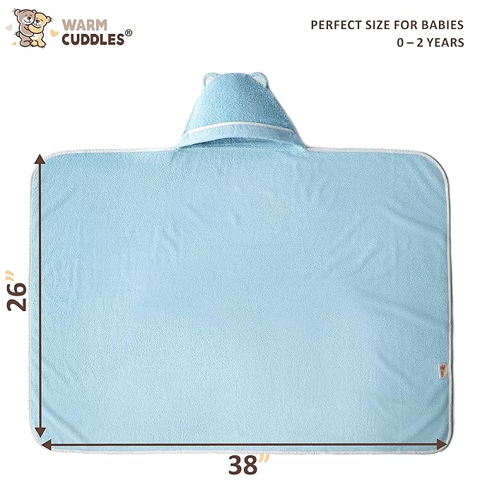 Premium Baby Bath Towel - Rayon Made from Bamboo Hooded Baby Towels - Newborn Baby Towel with Hood - Large Hooded Towel for Newborn Infant Boy Girl (Blue)