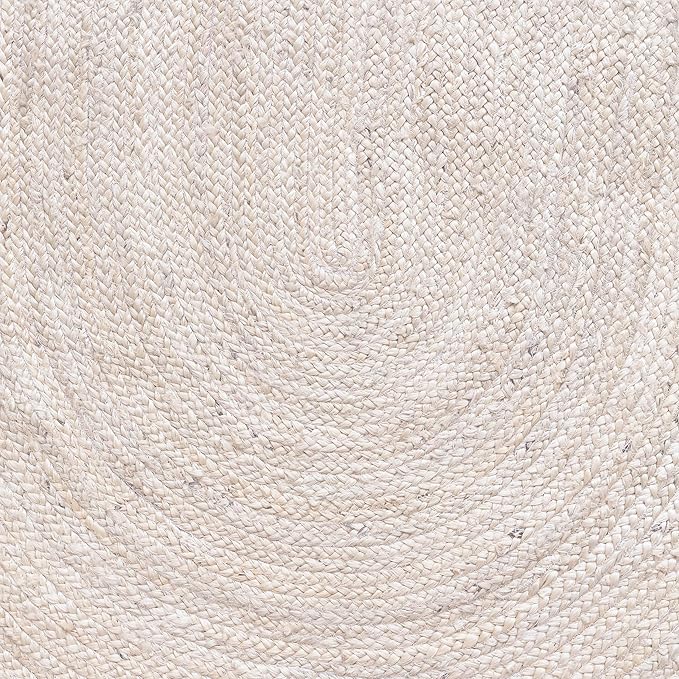 HOMEMONDE Oval Jute Area Rug - 5x8 ft - Off White Hand Woven Natural Fiber - Farmhouse Rustic Rugs for Living Room, Bedroom, Dining Room, Hallway, Office
