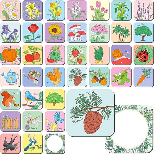 Hebayy Memory Matching Game, 72 PCS Grow A Garden Matching Cards for Toddlers 36 Designs Memory Cards Educational Toys for Preschool 4 5 6 Years Old