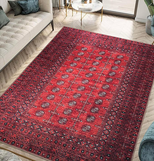 Keen Home Design 8x10 Rug - Machine Washable Area Rug with Non-Slip Backing, Ideal for Living Room, Dining Room, Bedroom - Vintage, Easy Clean, Durable, Low Pile Rug - (8' x 10')